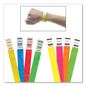 Advantus Crowd Management Wristband, Sequential Numbers, 9 3-4 X 3-4, Neon Yellow,500-pk freeshipping - TVN Wholesale